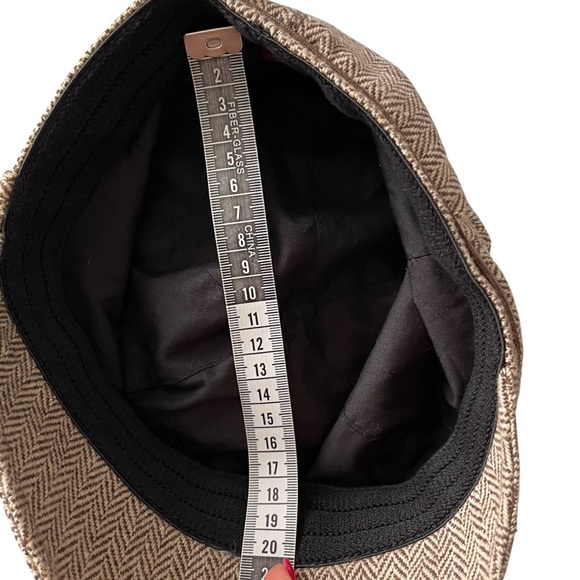 Matix Herringbone Tweed Wool Newsboy Cabbie Gatsby Hat Brown Tan Driver One Size - Picture 5 of 13